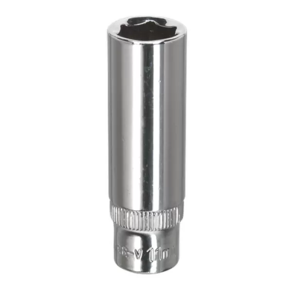 Image of Genuine SEALEY SP1411D WallDrive® Socket 11mm Deep 1/4Sq Drive Fully Polished