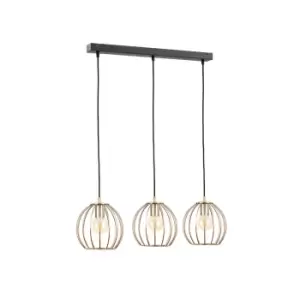 image of Globe Bar Pendant Ceiling Light Black, Gold, 60cm, 3x E27