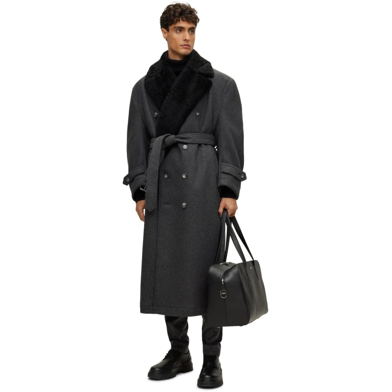 Image of Boss Mens Yama Tailored Fit Formal Coat Grey male 34 (44)