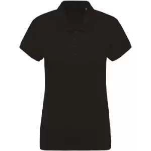 image of Kariban Womens/Ladies Organic Pique Polo Shirt (L) (Black)