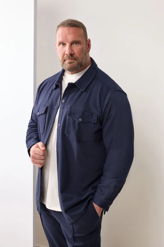 Image of BadRhino BadRhino Men Textured Jersey Shacket in Dark Navy Size: 3X-Large Dark Navy XXXL Male 5063111854752