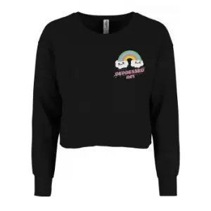 Image of Grindstore Womens/Ladies Depressed AF Crop Sweatshirt (L) (Black)