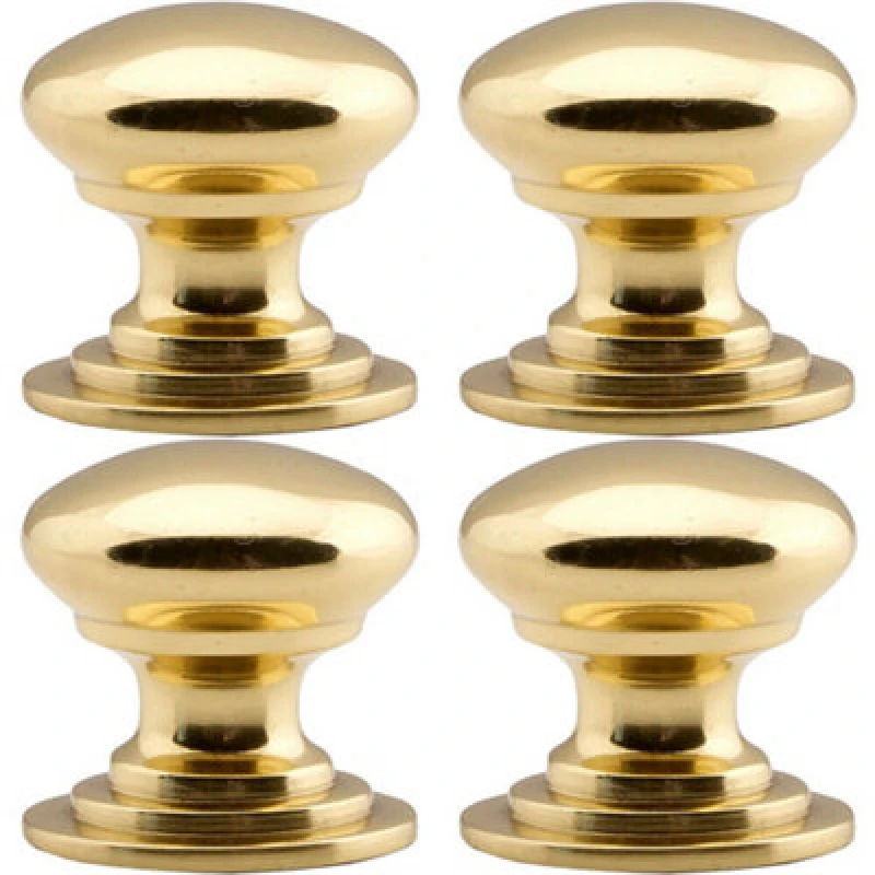 Image of Loops 4x Victorian Round Cupboard Door Knob 38mm Dia Polished Brass Cabinet Handle Metallics unisex