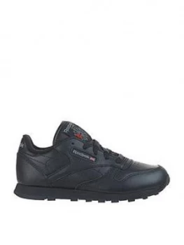 Image of Reebok Classic Leather Junior Trainers - Black, Size 3