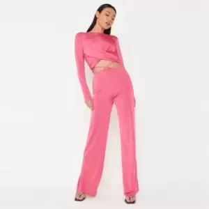 Missguided Wrap Striaght Leg Trouser - Pink