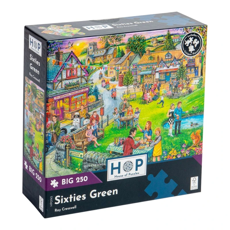 Image of The House Of Puzzles Sixties Green BIG 250 Piece Jigsaw Puzzle Multicolor Unisex