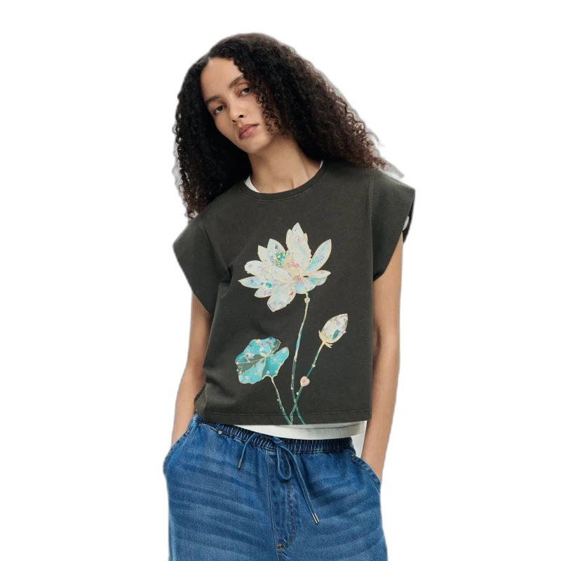 Image of Desigual Womens T-Shirt Desigual Tranquil Noir Female L
