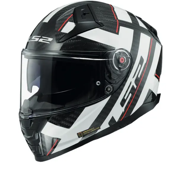 Image of LS2 FF811 Vector II Carbon Strong Glossy White Full Face Helmet Size XS