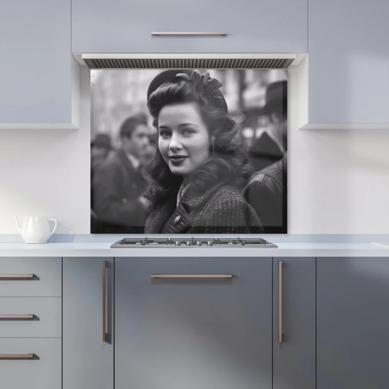 Image of Warren Reed - Designer Nostalgic Beauty on the Street Kitchen Splashback in Black Size: 600mm x 750mm Black Unisex 600mm x 750mm