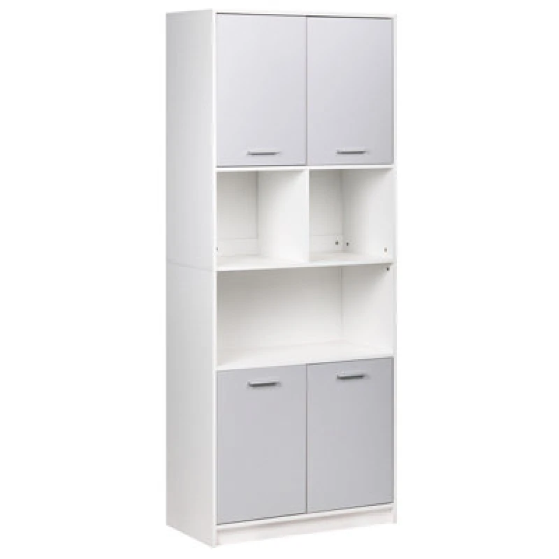 Image of Beliani 4 Door Bookcase Zehna Grey/ White