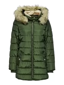 Image of ONLY Long Quilted Jacket Women Green