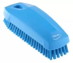 image of Vikan Hard Bristle Blue Scrubbing Brush, 17mm bristle length, PET bristle material