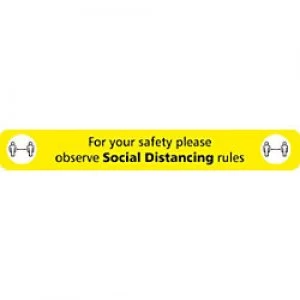 Image of Seco Floor Sticker Observe social distancing rules Yellow Anti Slip Laminate 60 x 8 cm