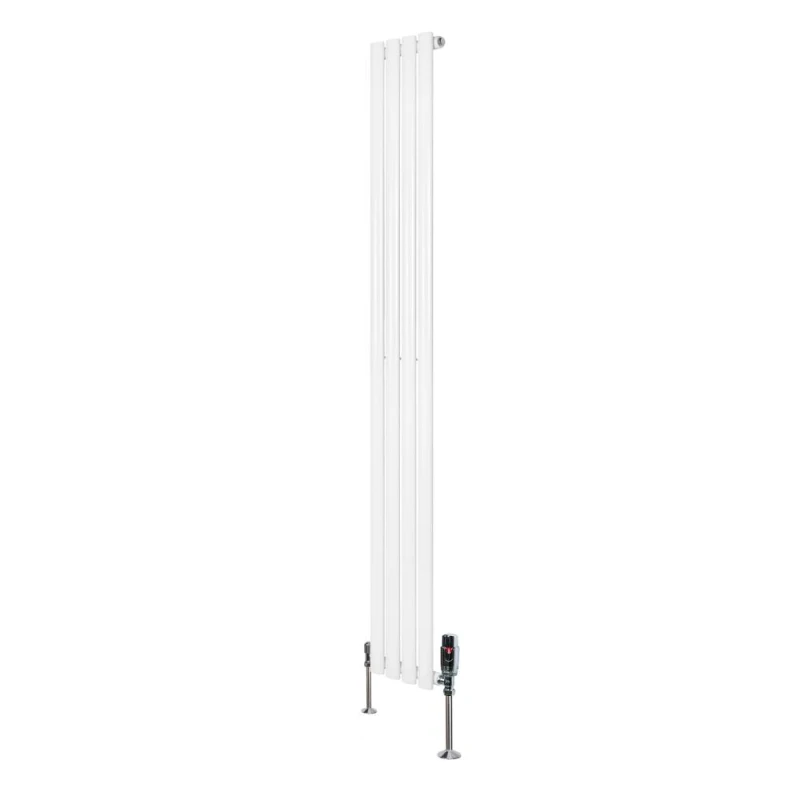 Image of Monstershop Oval Single Column Radiator & Valves - 1800mm x 240mm - White White Unisex