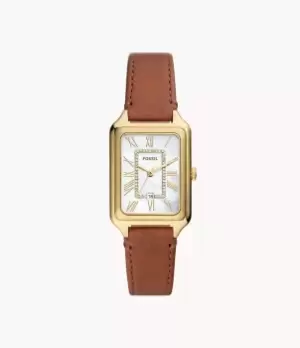 Image of Fossil Women Raquel Three-Hand Date Medium Brown LiteHide Leather Watch
