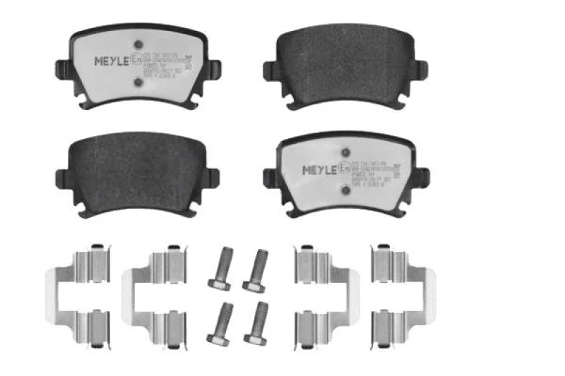 Image of MEYLE 025 239 1417/PD Brake pad set Rear Axle, prepared for wear warning indicator, with accessories, MEYLE-PD Quality, with brake caliper screws Bra
