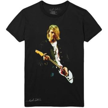 Kurt Cobain - Guitar Photo Colour Unisex Small T-Shirt - Black