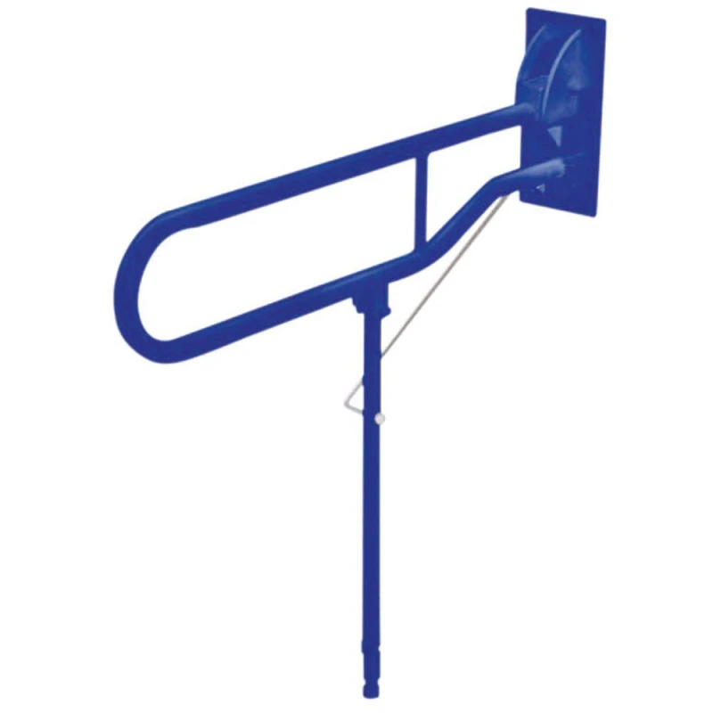 Image of Loops Blue Hinged Support Arm - Backplate and Leg - 775mm Length Wall Mounted Grab Bar Multi