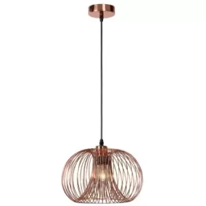 image of Lucide VINTI - Wire Pendant Light - Ø30cm - 1xE27 - Copper