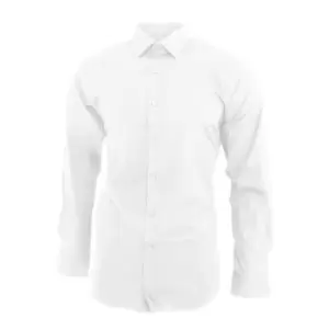 image of Brook Taverner Mens Pisa Long Sleeve Slim Fit Shirt (16) (White)