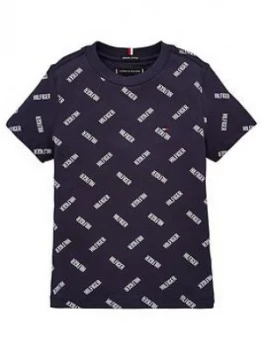 Image of Tommy Hilfiger Boys Short Sleeve All Over Print T-Shirt - Navy