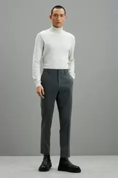 Image of Mens Slim Fit Grey Texture Suit Trousers