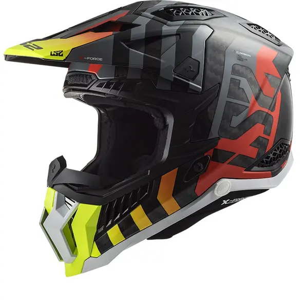 Image of LS2 Mx703 C X-Force Barrier H-V Yellow Red Offroad Helmet Size XL