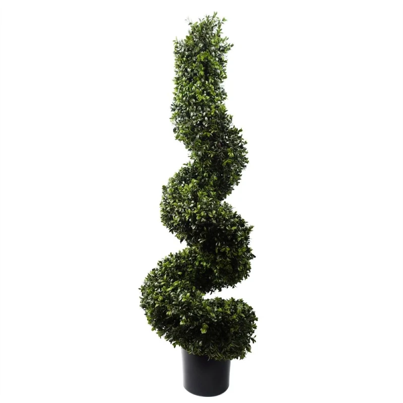 Image of Leaf 120cm Sprial Boxwood Artificial Tree UV Resistant Outdoor Green unisex
