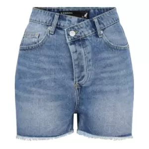 Image of Kangol Denim Shorts Womens - Blue