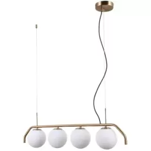 image of Netlighting Modern Hanging Pendant Honey Brass 4 Light with White Shade, G9