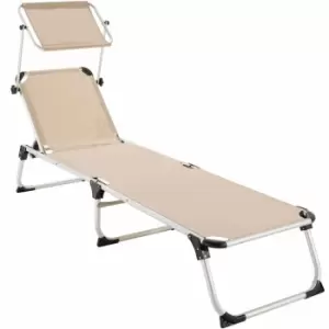 image of Tectake Sun Lounger Aurelie With 6 Step Adjustable Aluminium Frame Cream