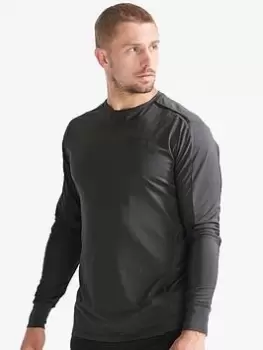 Image of Superdry Run Long Sleeve Top - Dark Charcoal, Dark Charcoal Size XL Men