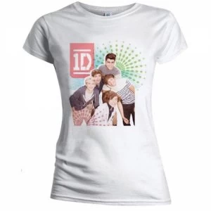 Image of One Direction Colour Test Skinny White Ladies T-Shirt Large