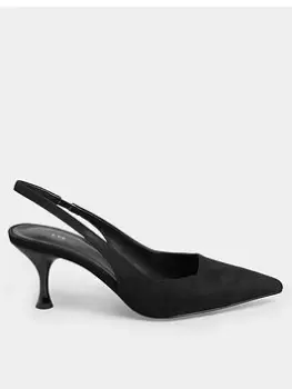 Long Tall Sally Kitten Heel Slingback Black, Size 8, Women