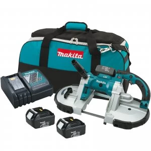 image of Makita DPB180 18v Cordless LXT Bandsaw 2 x 4ah Li ion Charger Case