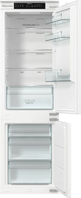 Image of Fridgemaster MBC55252NE 177cm High 60/40 Integrated No Frost Fridge Freezer with Sliding Door Fixing Kit - White - E Rated