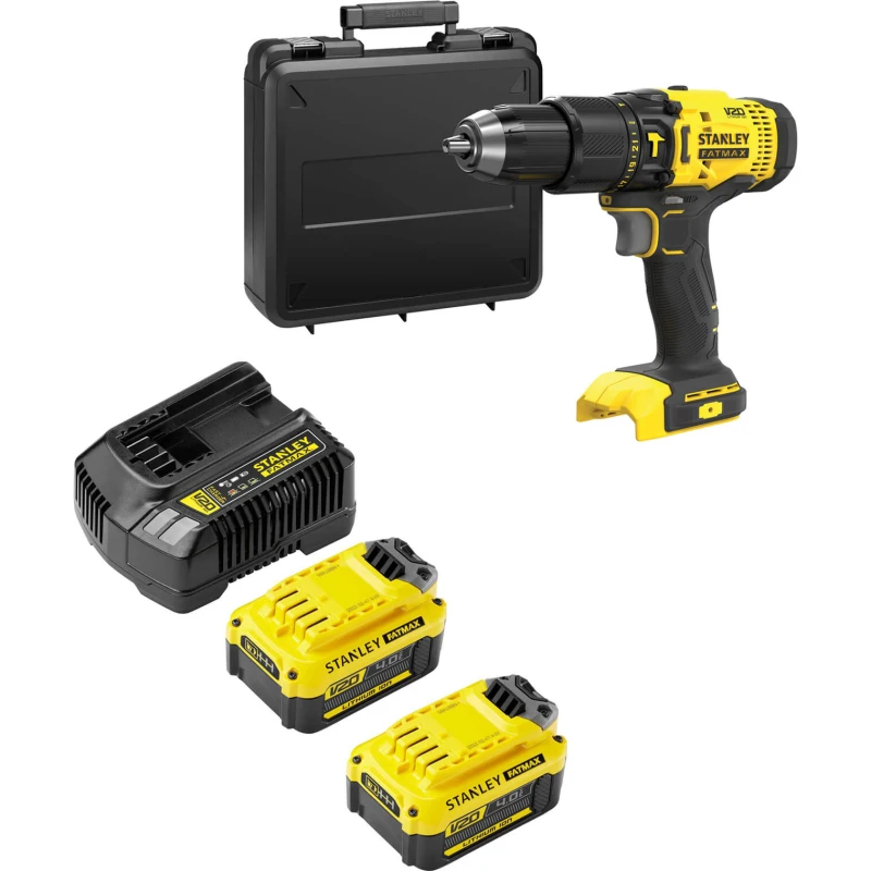 Image of Stanley Fatmax V20 SFMCD711 18v Cordless Combi Drill SFMCD711M21 Batteries: 2 x 4ah Li-ion
