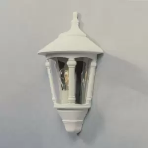 image of Konstsmide Virgo Outdoor Classic Lantern Flush Wall Light - Matt White, IP23