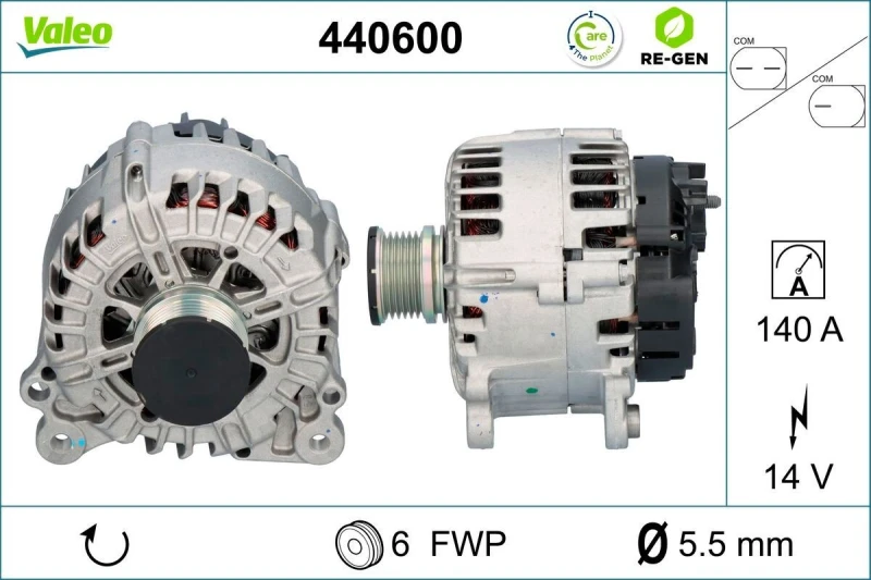 Image of VALEO 440600 Generator Alternator Charging Current: 140A, Voltage: 14V, REMANUFACTURED PREMIUM Alternator (4)