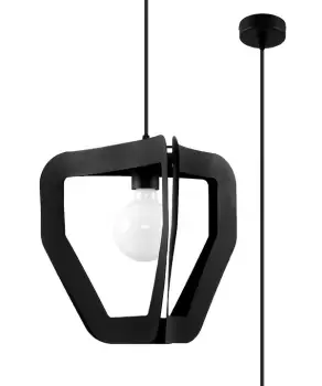 image of Tres Modern Wire Frame Pendant Light Black E27