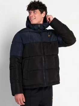 Image of Lyle & Scott Colour Block Padded Jacket - Black, Size 2XL, Men