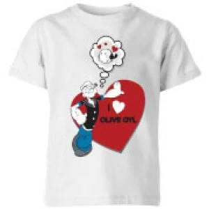 Image of Popeye I Love Olive Oyl Kids T-Shirt - White - 11-12 Years
