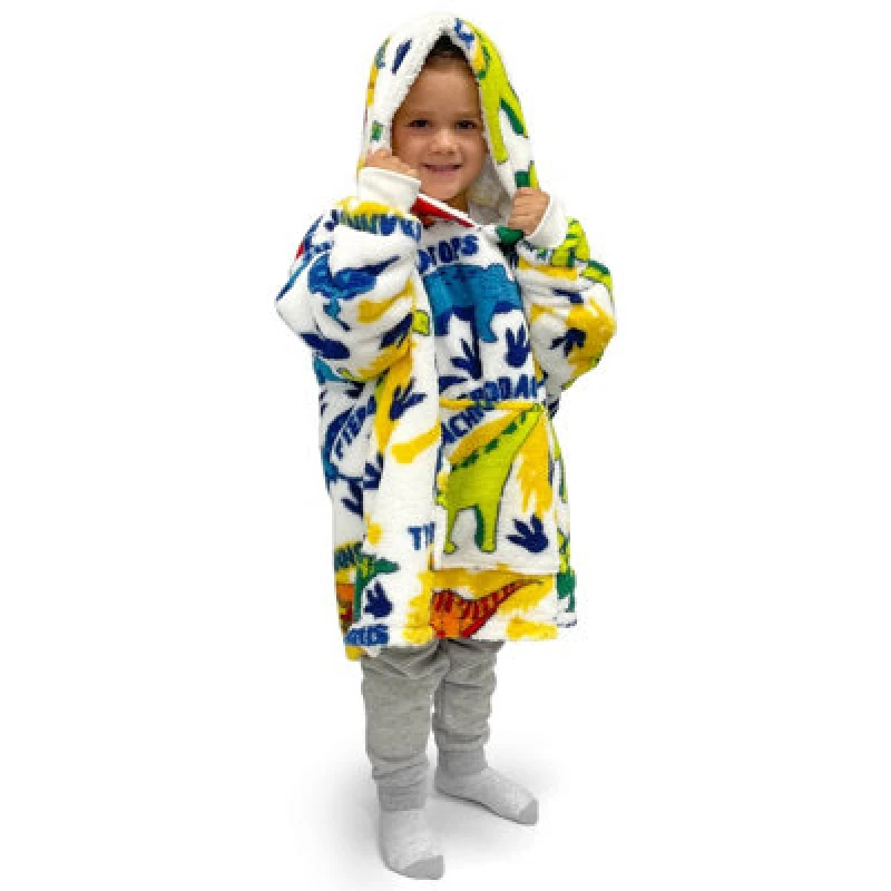 Image of Velosso Multi Kids Dinosaur Oversized Hoodie Blanket