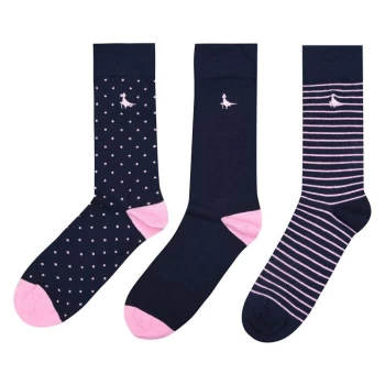 image of Jack Wills Alandale Multipack Patterned Socks 3 Pack - Navy/Pink