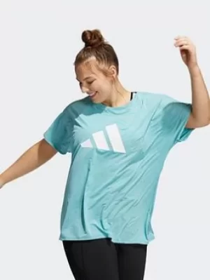 Image of adidas 3-stripes Training T-Shirt (plus Size), Green/White, Size 4X, Women