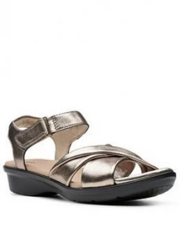 image of Clarks Loomis Chloe Flat Sandal, Metallic, Size 3, Women