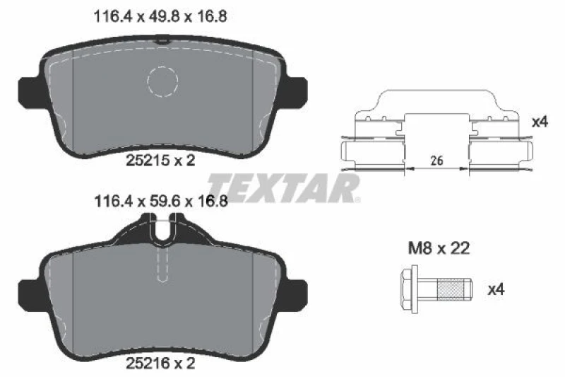 Image of Brake pad set TEXTAR 2521509