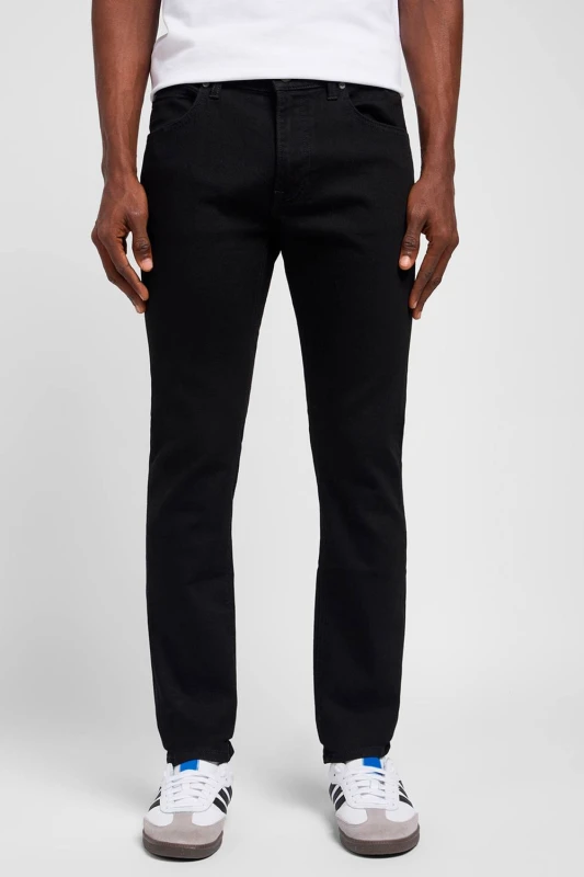 Image of Lee Mens Luke Slim Fit Jeans Clean Black Size: 32R Black Male 32R