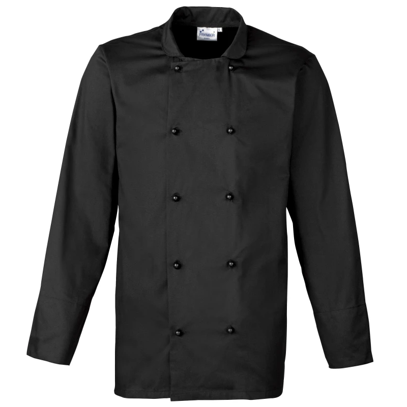 Image of Premier Premier Men Cuisine Long Sleeve Chefs Jacket in Black Size: 3X-Large Black XXXL Male 5057520326474