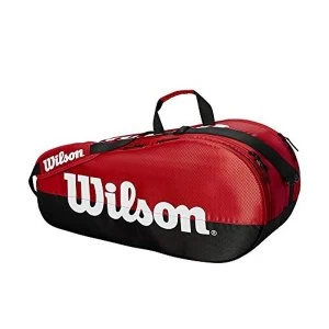 image of Wilson Tennis Racquet Bag, Team, 2 Compartments, Up to 6 Racquets, Red/Black/White, WRZ857909